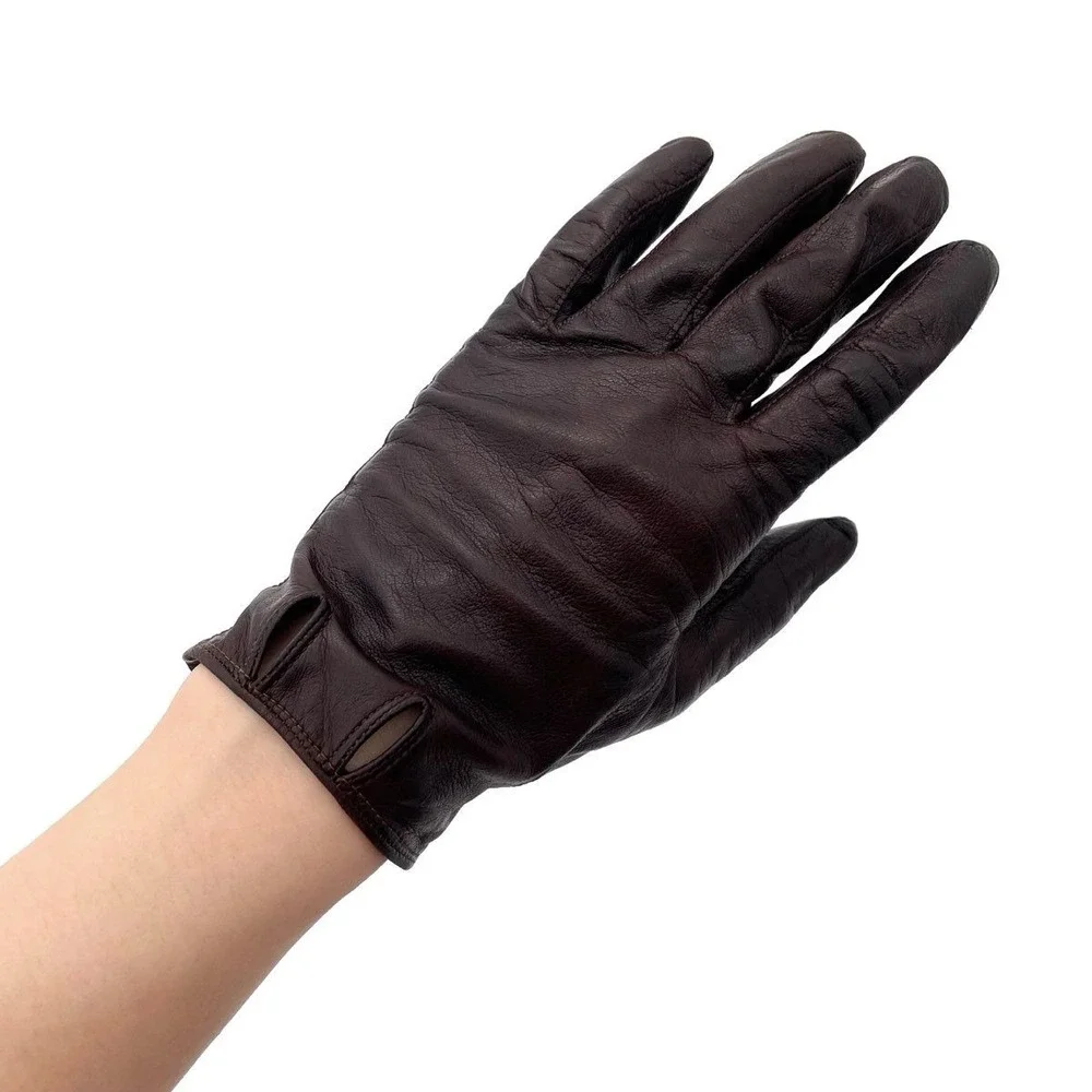 VTG Italian Brown Leather Driving Gloves Women's Soft Leather Made in Italy